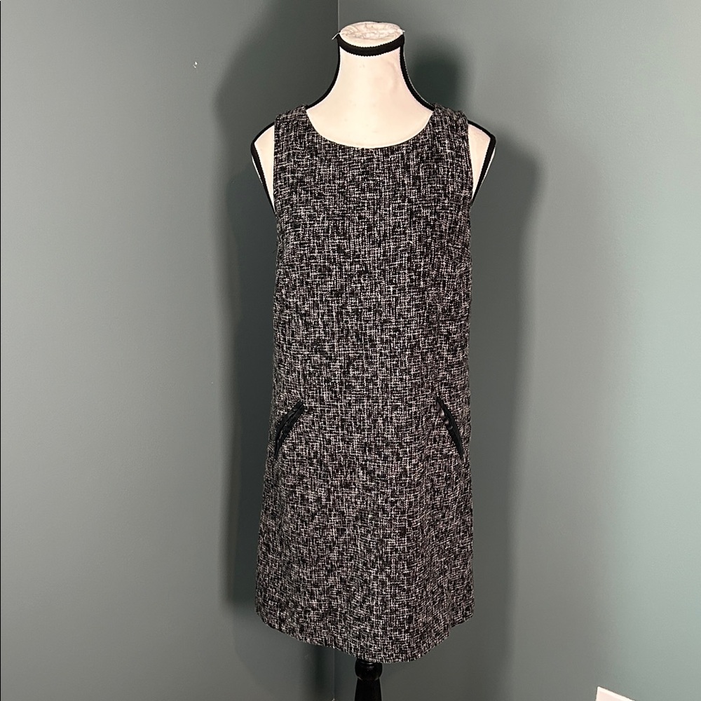 LOFT Black and White Textured Mini Dress
